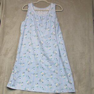 Croft &Barrow Blue Floral Sleeveless Sleepwear Nightgown Scoop Neck Size M
